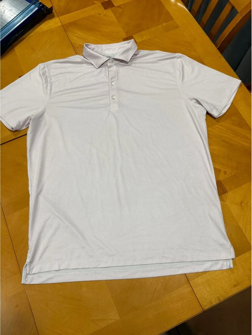 Johnnie-O Performance Polo Men’s Large Pink Geometric Golf UPF 50 Stretch